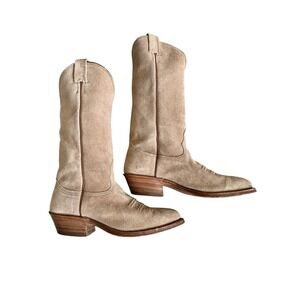 Vintage Suede 80s Nocona Cowboy Boots Western Tan Light Brown Men's 7 Womens 9